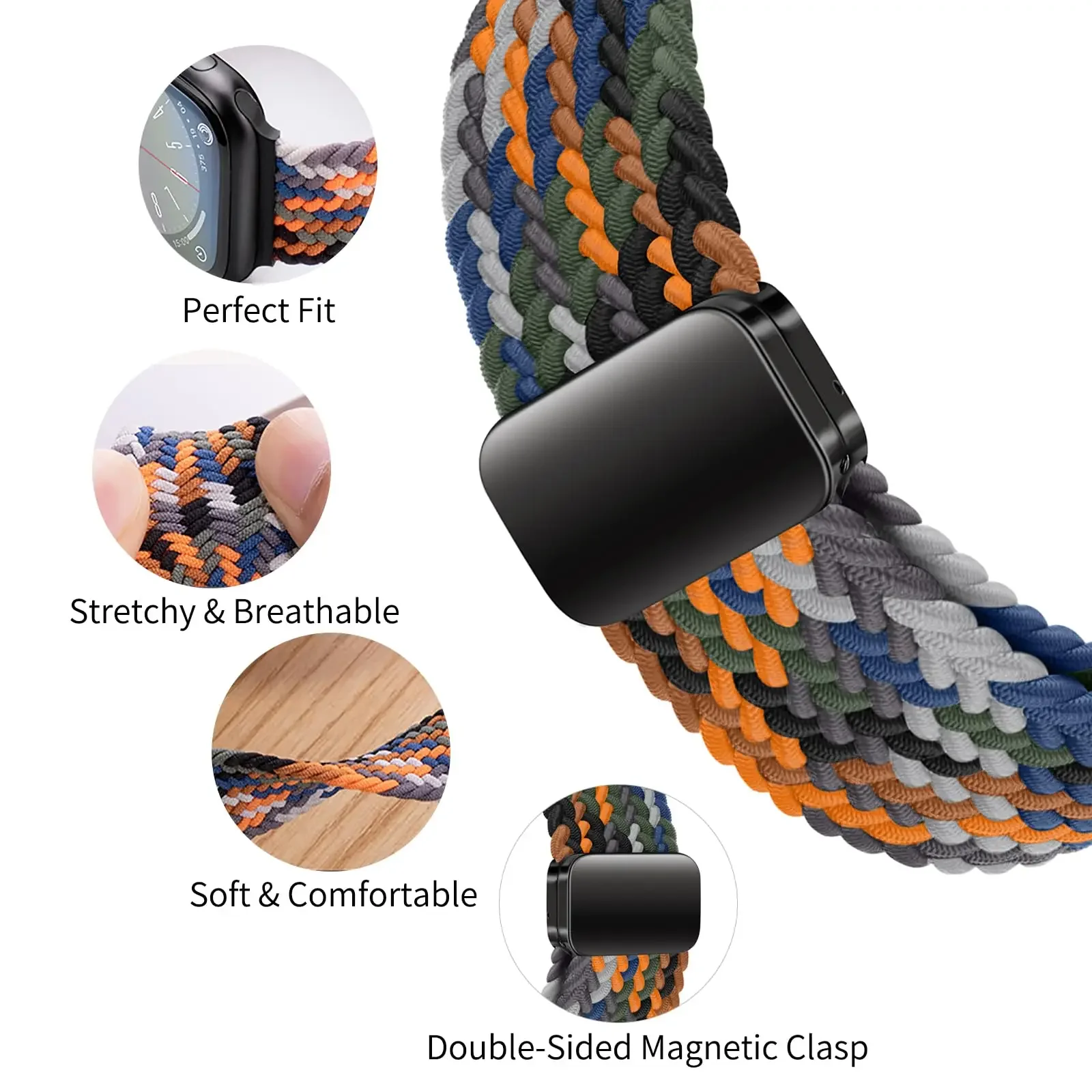 ナイロン編み込みループストラップ Apple Watch U - Milanese Loop Magnetic のレビューと価格