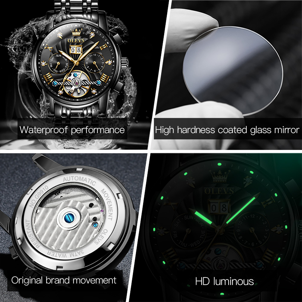 OLEVS クラシックメンズ腕時計トゥールビヨン多機能全自動 - Omega Watch Constellation のレビューと価格